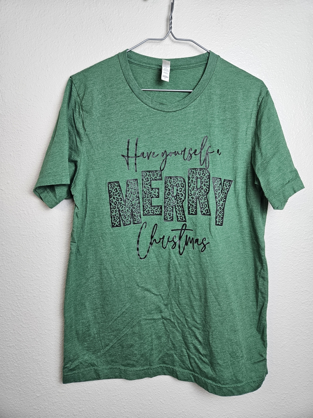 Green "Have Yourself a Merry Christmas" Graphic Tee Large
